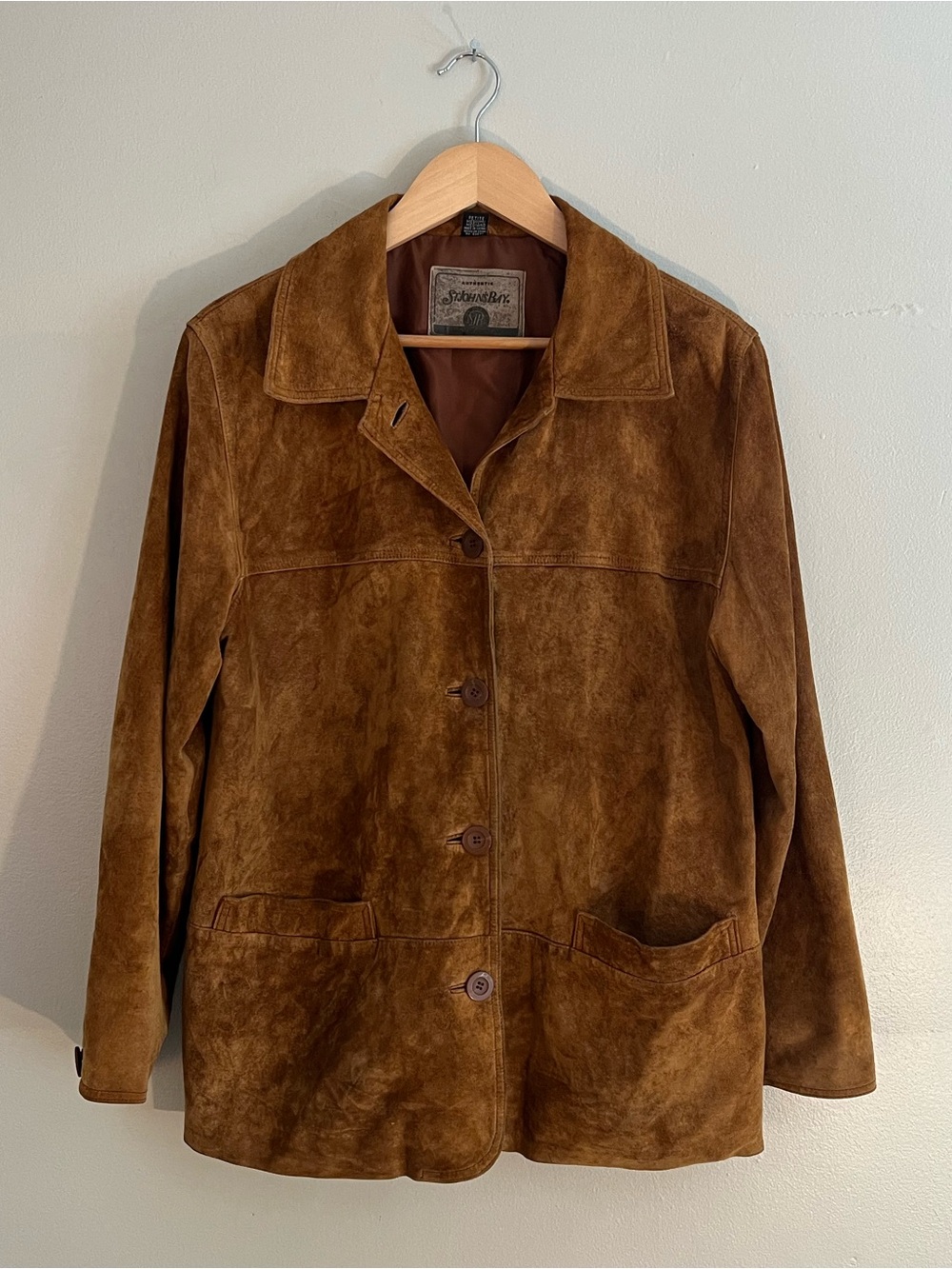 Vintage St. John’s Bay Suede Leather Brown Button-Front Jacket Western Boho